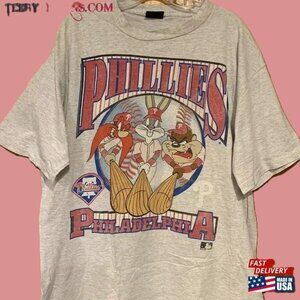 Vtg Philadelphia Phillies Looney Tunes Shirt Mlb Baseball T-Shirt Unisex Retro